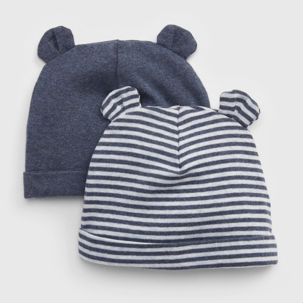 GAP Baby First Favorite Stripe Bear Hat (2-Pack)